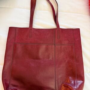 Treasure and Bond Burgundy Leather Tote Bag